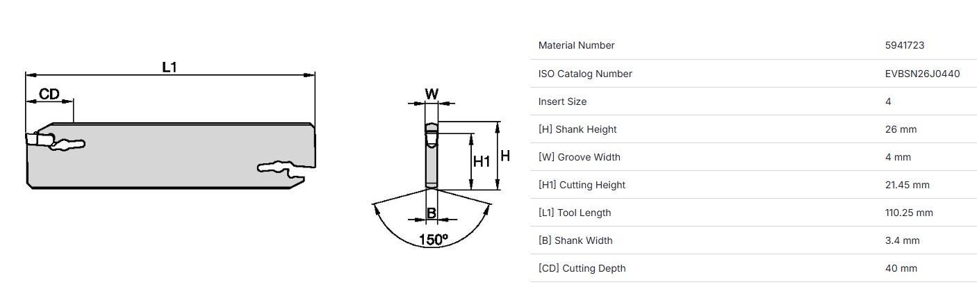 Parting Blade - EVBSN26J0440 diagram